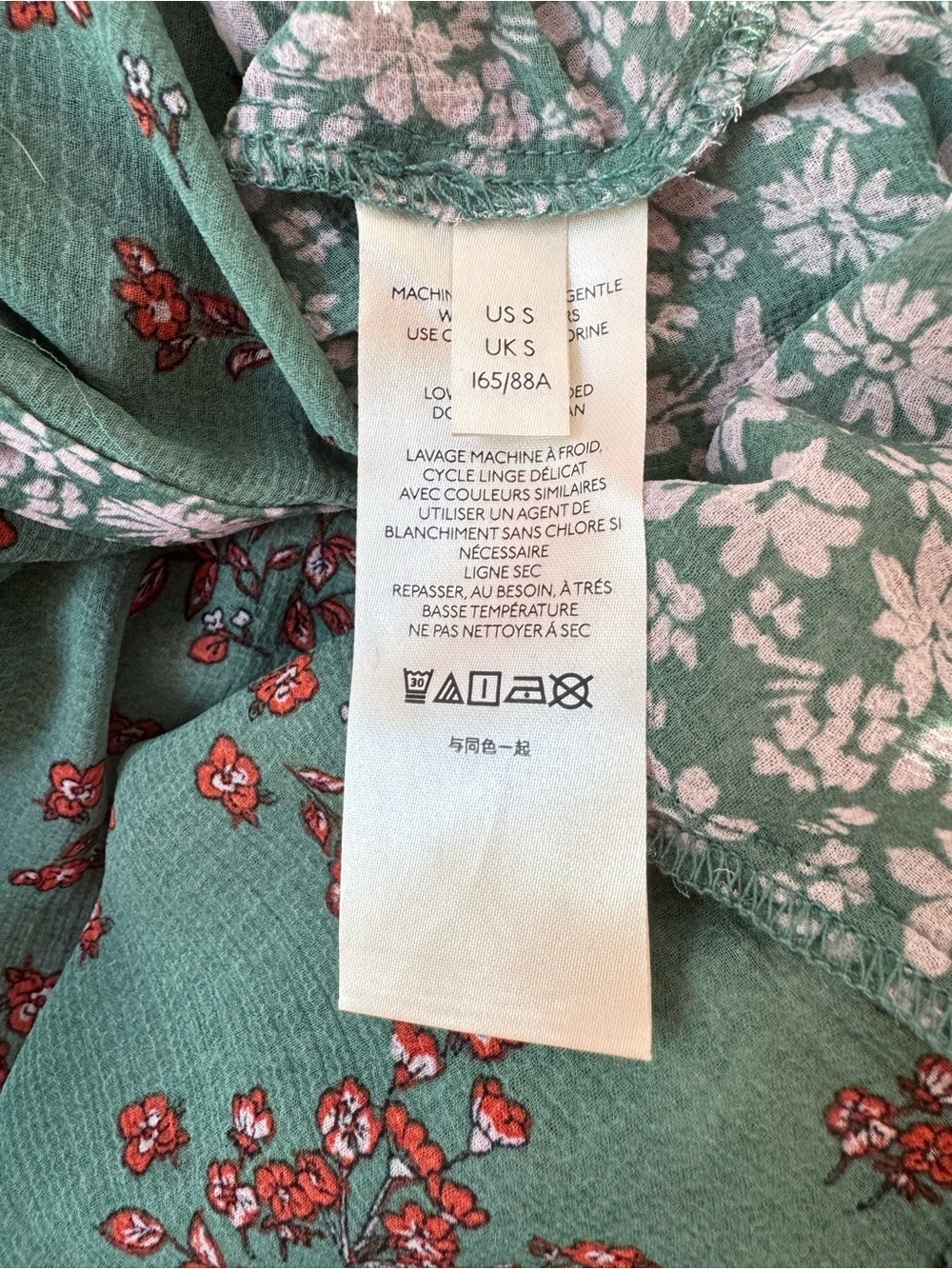 Free People Serena Sheer Floral Flowy Printed Bell Sleeve Blouse Emerald Small - Picture 9 of 10